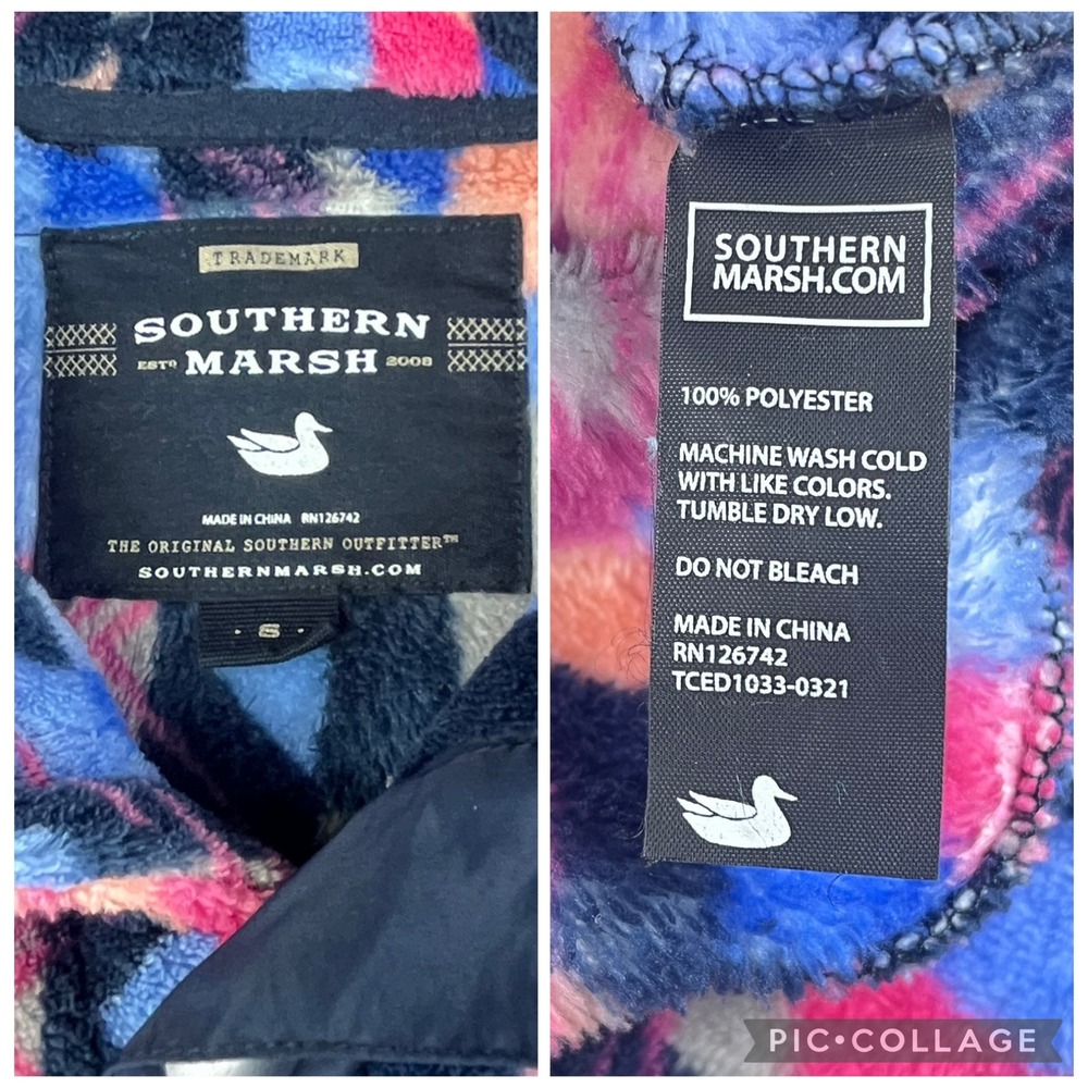 Southern Marsh Fleece Pullover Mens Small Multicolor Geometric Snap Mock Neck - Picture 4 of 8